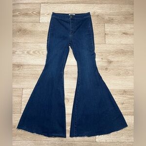 Free People Just Float On Flare Jeans Size 27x31 Super Stretch Denim Dark Blue